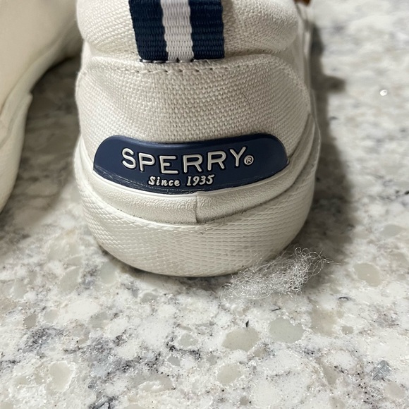 Sperry White Canvas Flats with Brown Laces - Picture 4 of 6
